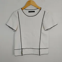 ZARA BASIC ザラベーシック バイカラー 半袖 ブラウス ホワイト ブラック XS レディース 古着 モード シンプルのサムネイル