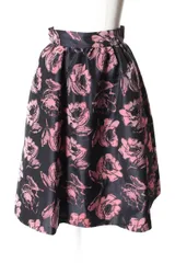 アベニールエトワール Aveniretoile 18SS スカート フレア ミモレ 花柄 総柄 ギャザー 34 黒 ブラック /☆y0411のサムネイル