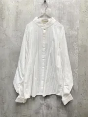 新品 CLASSICAL ELF クラシカルエルフ バンドカラードビーストライプ柄 シャツ 大人可愛い シンプル レースsizeL/ホワイト ■◇ レディース