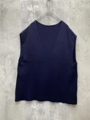 titivate ティティベイト 深Vネック ニット ノースリーブ ベスト シンプル 普段使いsizeM/ネイビー ■◇ レディース