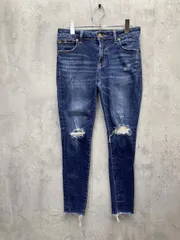 AZUL BY MOUSSY アズールバイマウジー ダメージ加工 CRASH DENIM SKINNY クラッシュデニムスキニー パンツ sizeL/青 ■■ レディース
