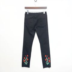 美品】GUCCI 花刺繍 ブリーチスキニーデニム ロゴボタン 黒 S | Mercari