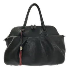 【美品】  FURLA / フルラ | レザー チャーム ハンド トートバッグ / ロゴ総裏地 | ブラック | レディース