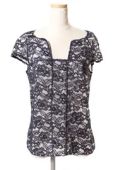 シャネル CHANEL 14C ブラウス フラワーレース 半袖 コットン 36 紺 ネイビー P47412W05438 B4876 /TKのサムネイル