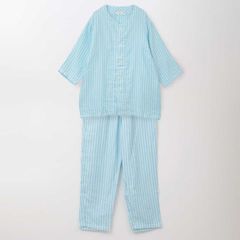 未使用】UCHINO マシュマロガーゼパジャマ ストライプ 七分袖 メンズS