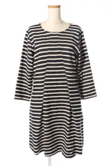 ラウンジドレス ガリャルダガランテ Loungedress GALLARDAGALANTE ワンピース ボーダー 長袖 ミニ フレア コットン 38 紺 ネイビー LD14A0090090100 /TKのサムネイル