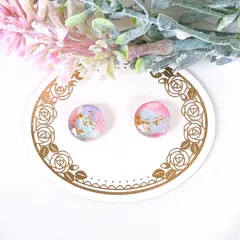 no.634　レジン　丸型　淡いニュアンスカラー　ピアス　イヤリング　ハンドメイド