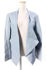 グレースクラス GRACE Class 18SS ジャケット ラムレザー 羊革 ドレープ ノーカラー 38 青 ブルー /TKのサムネイル