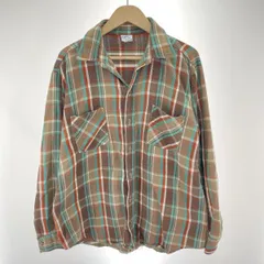 【中古】70s BIG MAC ヘビーネルシャツ サイズL 橙×緑×茶[91]