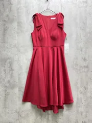 新品 GINZA couture 銀座クチュール 肩リボン ミディアム ドレス パッド入り ノースリーブ ワンピース size4/ワインレッド ■◆◎レディース