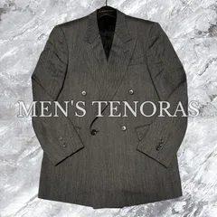 MEN'S TENORAS メンズティノラス テーラードジャケット ダブルブレスト ヘリンボーン ウール 総裏 開き見せ グレー 灰色 サイズMのサムネイル