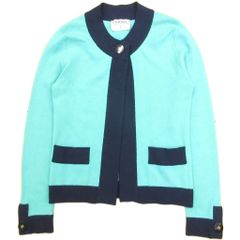 CHANEL カシミヤ100カーディガンバイカラー ココマーク 英国製 XL