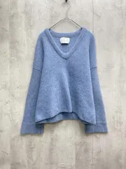 美品 ADAM ET ROPE アダムエロペ Vネックリブ ニット セーター size38/ブルー ◆■レディース