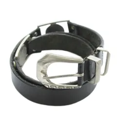 ヴェルサーチクラシック ヴェルサーチェ VERSACE CLASSIC ベルト ハトメ レザー メデューサ シルバー金具 85/100 34 黒 ブラック /XZ ■GY11のサムネイル