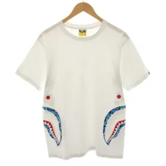 アベイシングエイプ A BATHING APE フレイムサイドシャークティー Flame Side Shark Tee Tシャツ カットソー クルーネック 半袖 プリント M 白 ホワイト 青 ブルー 001TEG301042X /YT