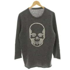 ルシアンペラフィネ LUCIEN PELLAT-FINET ニット セーター 長袖 スカル ビジュー装飾 カシミヤ カットオフ M グレー/HN ■GY18のサムネイル