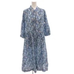 メーカーズシャツ カマクラ MAKER'S SHIRT 鎌倉 リバティ コラボ シャツ ワンピース ロング 七分袖 花柄 ペイズリー 36 青 ブルー /FFのサムネイル