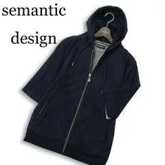 semantic design セマンティック デザイン 春夏★ 七分袖 ジップ フーディー パーカー Sz.L メンズ ネイビーのサムネイル