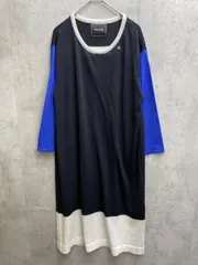 pierre cardin diffusion ピエールカルダンディフュージョン カラーブロッキング ニット ワンピース sizeL/白ｘ黒ｘ青  ■◇レディース