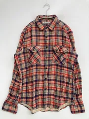 green label relaxing グリーンレーベルリラクシング シャツ/ブラウス M レッド コットン チェック柄 ミドル丈 長袖 レギュラーカラー メンズ