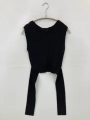 MURUA ムルーア ニット/セーター F ブラック ニット コットン ナイロン 無地 リボン ショート丈 袖なし クルーネック(丸首) レディース
