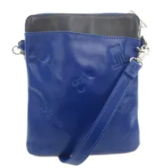 ランバンオンブルー LANVIN en Bleu ショルダーバッグ 斜め掛け クロスボディ 総柄 レザー 青 ブルー 黒 ブラック /GV