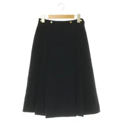 セリーヌ CELINE ロングスカート プリーツ タック ウール イタリア製 38 ネイビー /MY ■OSのサムネイル