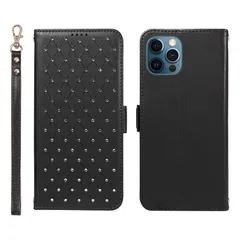 【新品】 Jcxtrombulous対応 iPhone 13 Pro Max ケース (6.7インチ) PUレザー 耐衝撃設計 内蔵カードホルダー 取り外し可能ストラップ付き スタンド機能 RFID遮断機能-ブラック