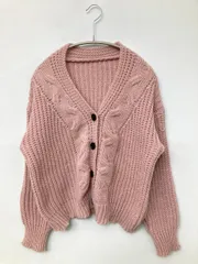 Doula Doula ドゥーラドゥーラ カーディガン/ボレロ ピンク 無地 その他総柄 ニット ミドル丈 長袖 レディースのサムネイル