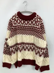 SEASON REASON by Lin.&Red シーズンリーズンバイリンアンドレッド ニット/セーター LL レッド ニット その他総柄 ミドル丈 長袖 クルーネック(丸首) レディース