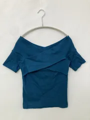 MOUSSY マウジー Tシャツ/カットソー F ブルー 無地 ショート丈 半袖 オフショルダー レディース