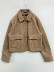 ZARA ザラ ブルゾン USA M ベージュ スエード 無地 ショート丈 フードなし ボタン留め レディース