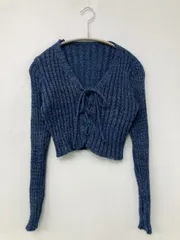 nemne ネンネ カーディガン/ボレロ F ブルー ニット 無地 リボン ショート丈 長袖 レディースのサムネイル