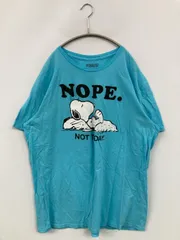 PEANUTS ピーナッツ Tシャツ/カットソー XL スカイブルー 前面プリント ミドル丈 半袖 クルーネック(丸首) メンズ レディース