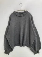 OFALO ニット/セーター L グレー ニット 無地 ショート丈 長袖 クルーネック(丸首) レディース