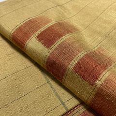 美品！しつけ付き 草木染【単衣 紬】縞ぼかし 灰茶 灰青 灰桜 正絹