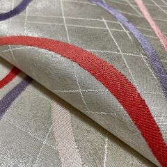 R69未着用名古屋帯 黑地 縮緬 エジプト調正絹 着物帯 仕立て上り美品 