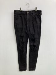 美品】ナンバーナインデニム ダメージ加工 スキニーパンツ 音符柄 
