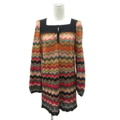 エムミッソーニ M MISSONI ワンピース ミニ丈 40 マルチカラー ジグザグ柄 スクエアネック 長袖 /SM37 ■GY61のサムネイル