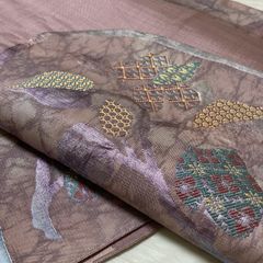 極上 開き名古屋帯 正絹 唐織 黒 中古 西陣織 秋草 【mm522】 - メルカリ