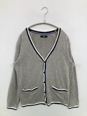 NAVY ネイビー カーディガン/ボレロ M グレー コットン 無地 ライン柄 ミドル丈 長袖 メンズのサムネイル