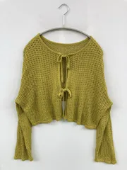 CPCM シーピーシーエム カーディガン/ボレロ M ライトグリーン ニット 無地 レース リボン ショート丈 ミドル丈 長袖 レディース