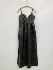 ZARA ザラ ワンピース USA XS ブラック 合成皮革/人工皮革 無地 袖なし ロング・マキシ丈 フレア レディース