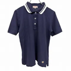 【中古】[印象AB] McGREGOR マックレガー ポロシャツ レディース M ネイビー ネイビー×ホワイト×レッド×イエロー 紺×白×赤×黄 綿×ポリエステル ワンポイント 半袖 古着 スリムフィット 鹿の子 ポケット無し 裾にロゴ刺繍 ショートスリーブのサムネイル