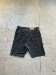 USA LEVI'S リーバイス 565 ブラックデニム カットオフ ハーフパンツ (オレンジタブ)