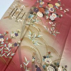 D706 訪問着 花刺繍 花模様 正絹 着物 袷 極美品 - メルカリ