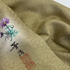 作家物 色無地 お召 唐織の地紋 一つ紋 正絹 MK-8360