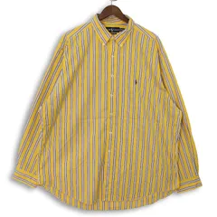 大きいサイズ メンズ18 US-XXL 00's ラルフローレン 長袖ボタンダウンシャツ CLASSIC FIT ストライプ柄 イエロー RALPH LAUREN hsc-1145nのサムネイル