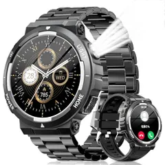スマートウォッチ【2026新登場 軍用規格】Bluetooth通話 LINE/SNS通知 1.53インチ大画面 3ATM防水 400mAh長持ちバッテリー 7-10日連続駆動 100+運動モード GPS連携 300+文字盤 音楽/カメラ制御  a33a069e