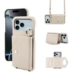 【新品】 CASAFUNY と互換性のある iphone 17 pro ケース 手帳型 ショルダー 調節可能なショルダーストラップ 首掛け 肩掛け 斜めがけ レディース 化粧鏡 カードケース ストラップ 携帯ケース アイフォン17pro スマホケース カー 1